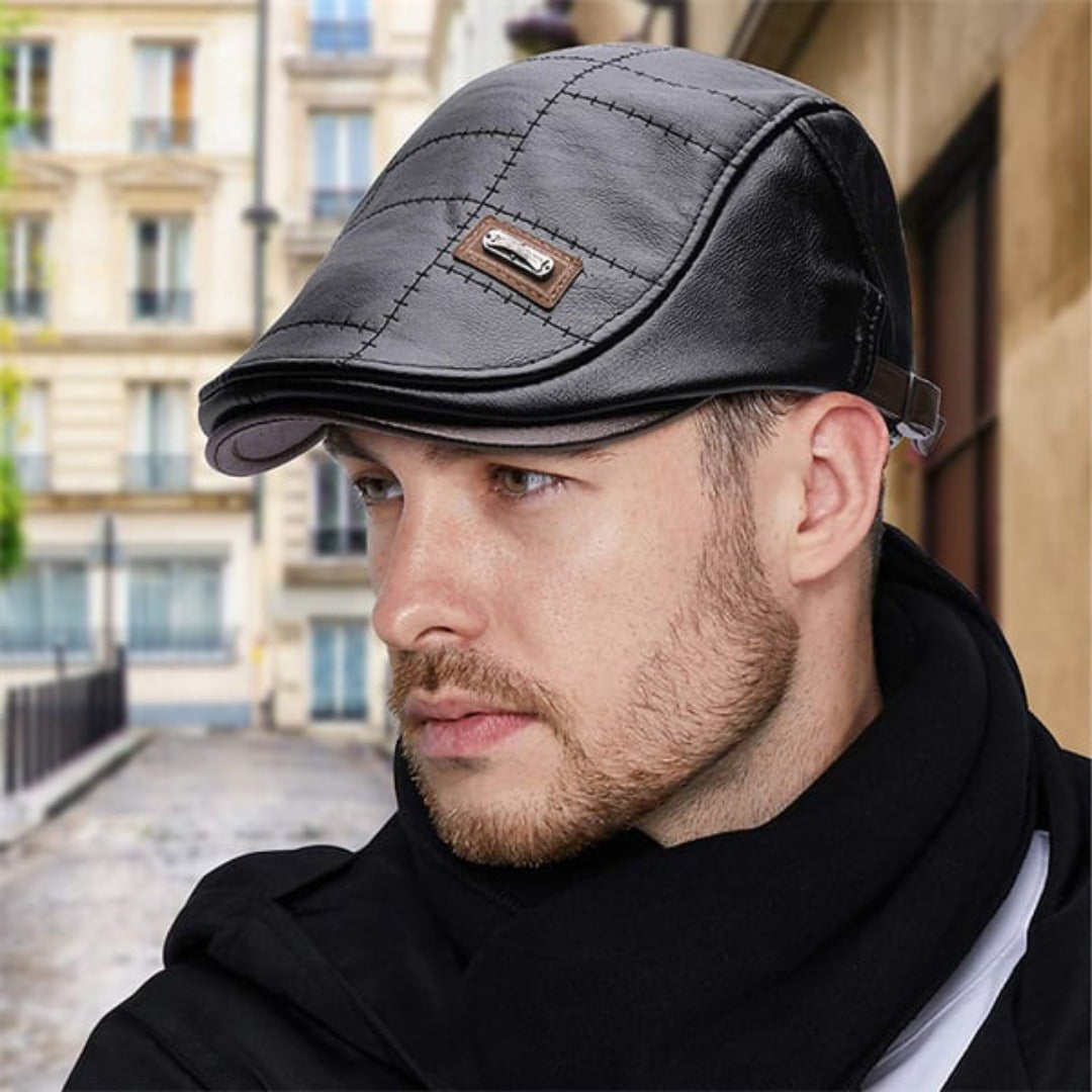 Bryan™ Herren Retro Leder Baskenmütze - 1+1 gratis nur heute