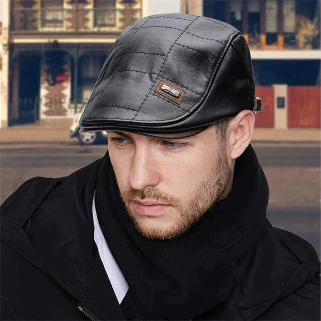 Bryan™ Herren Retro Leder Baskenmütze - 1+1 gratis nur heute