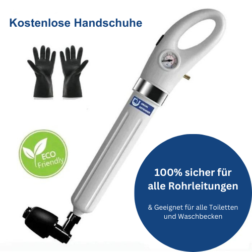 RapidFlush™ - Hochdruck-Toilettenentstopfer + 4 Aufsätze