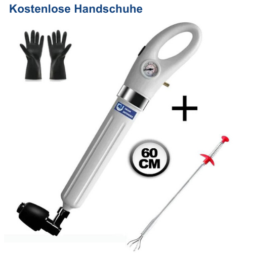 RapidFlush™ - Hochdruck-Toilettenentstopfer + 4 Aufsätze