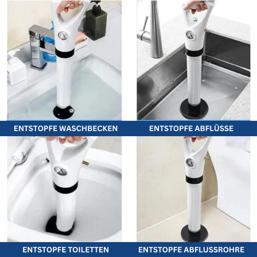 RapidFlush™ - Hochdruck-Toilettenentstopfer + 4 Aufsätze