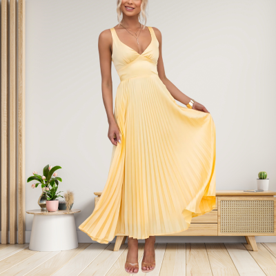 Taylor™ - Plissiertes Maxi-Kleid mit V-Ausschnitt
