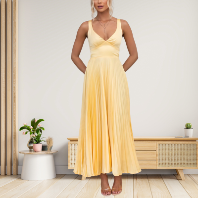 Taylor™ - Plissiertes Maxi-Kleid mit V-Ausschnitt