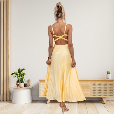 Taylor™ - Plissiertes Maxi-Kleid mit V-Ausschnitt