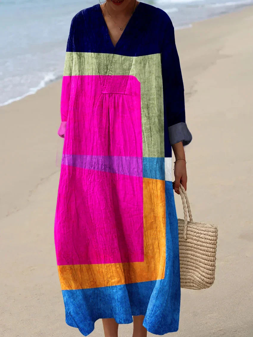 Martina™ – Artistic color-block midi dress