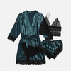 AmorLace™ 4-teiliges Satin- und Spitzen-Pyjama-Set