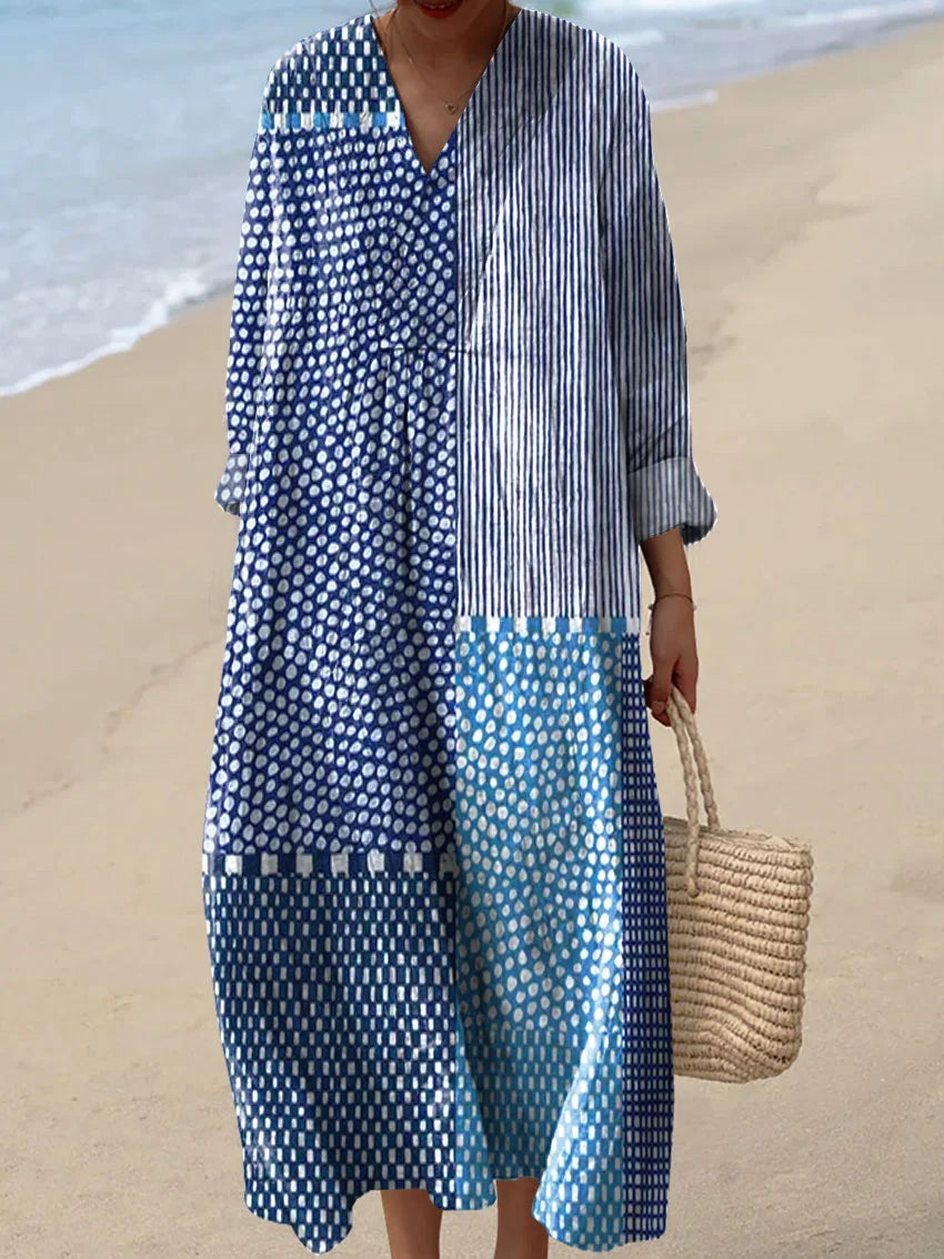 Rabea™ – Luftiges Patchwork-Maxikleid mit Strandflair