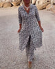 Moa™ - Zweiteiligen Set mit Vintage-Print, Reverskragen und Knöpfen