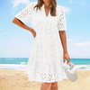Ariane™ - Kleid mit Lochstickerei und V-Ausschnitt | Müheloser Urlaubsstil
