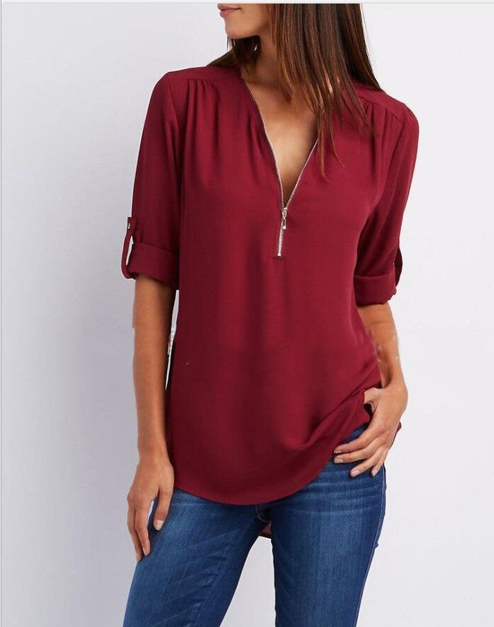 Marlena™ | Half Zip Bluse - 1+1 Gratis