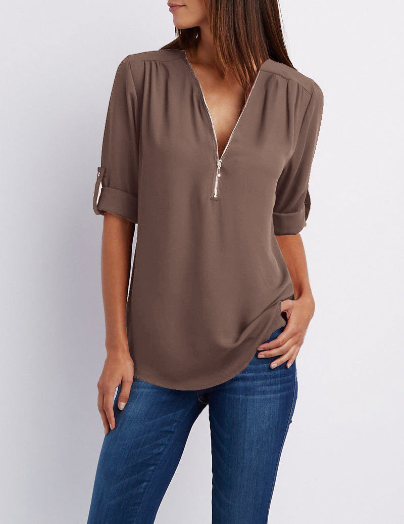 Marlena™ | Half Zip Bluse - 1+1 Gratis