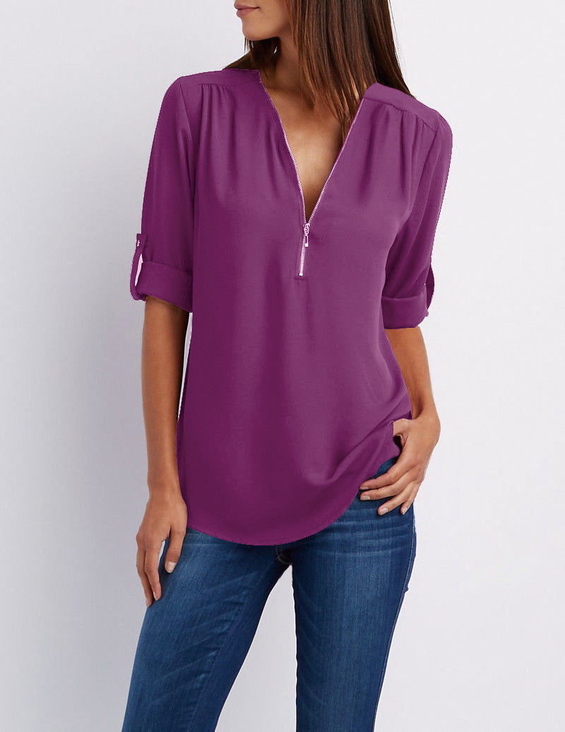 Marlena™ | Half Zip Bluse - 1+1 Gratis