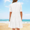 Ariane™ - Kleid mit Lochstickerei und V-Ausschnitt | Müheloser Urlaubsstil