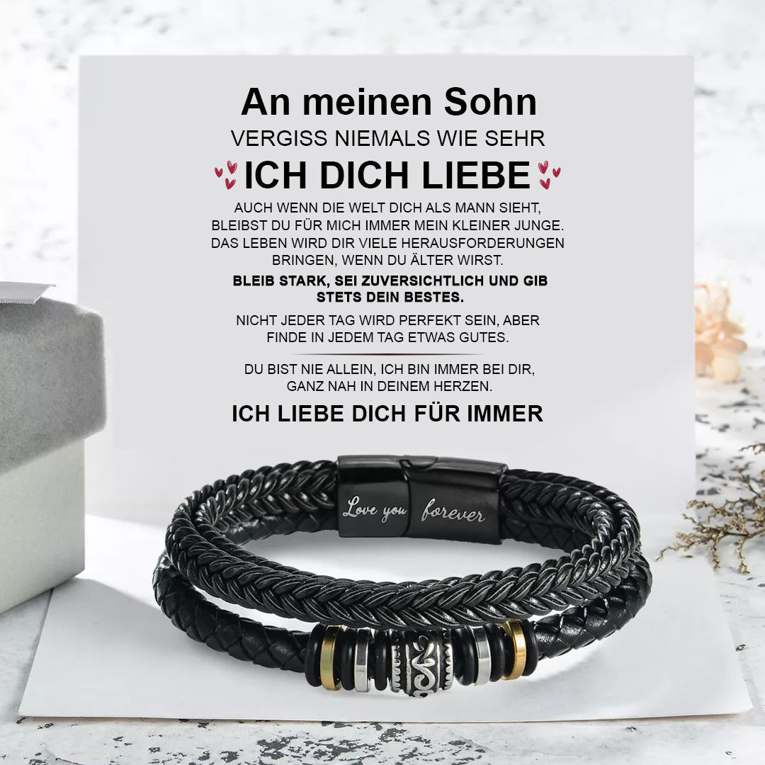 BondedBraid™ - Leder Armband | Ich liebe dich "An meinen Sohn"