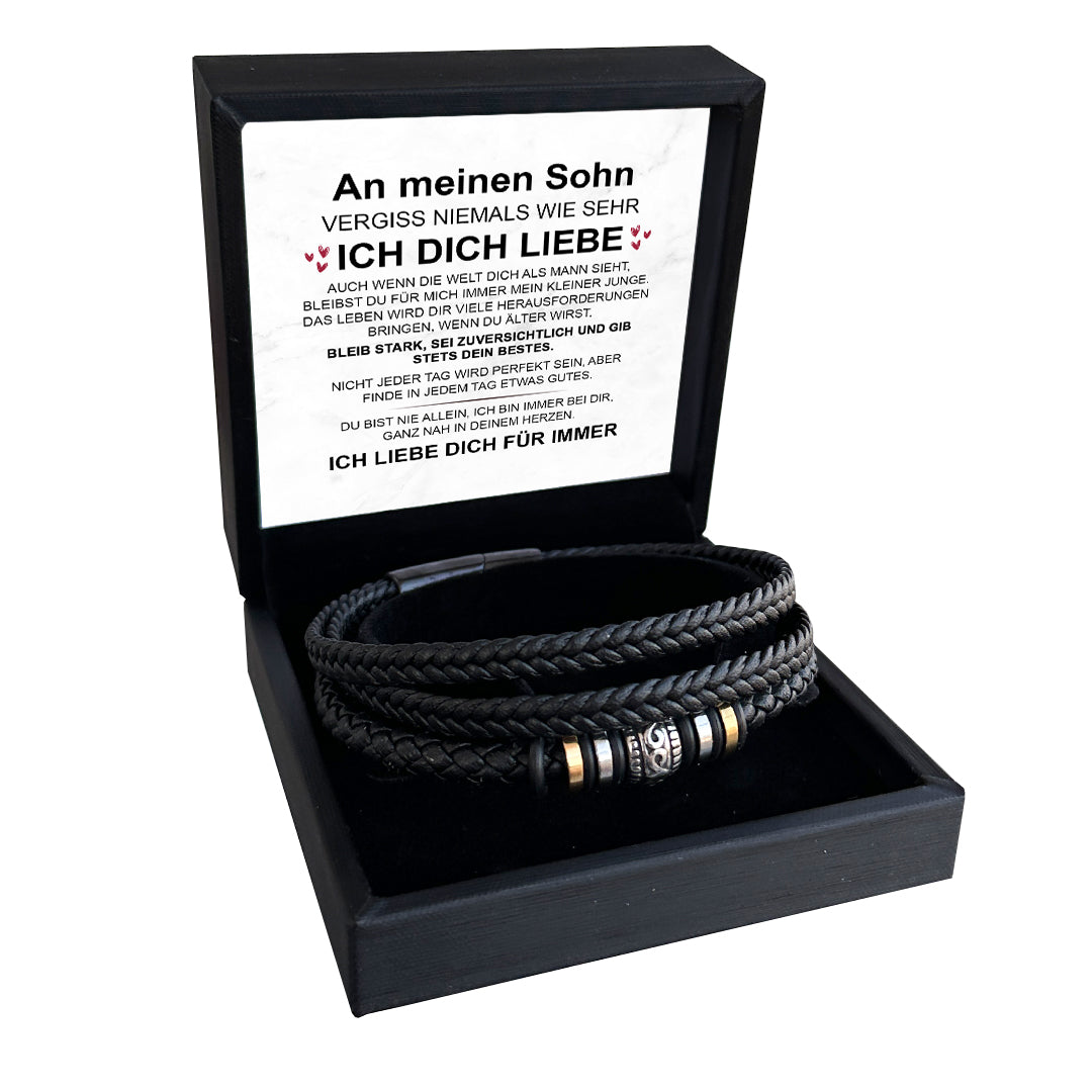 BondedBraid™ - Leder Armband | Ich liebe dich "An meinen Sohn"