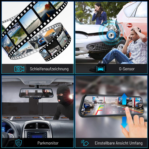 VisionDrive™ - Auto-Spiegelkamera 4K - Apple CarPlay und Android Auto