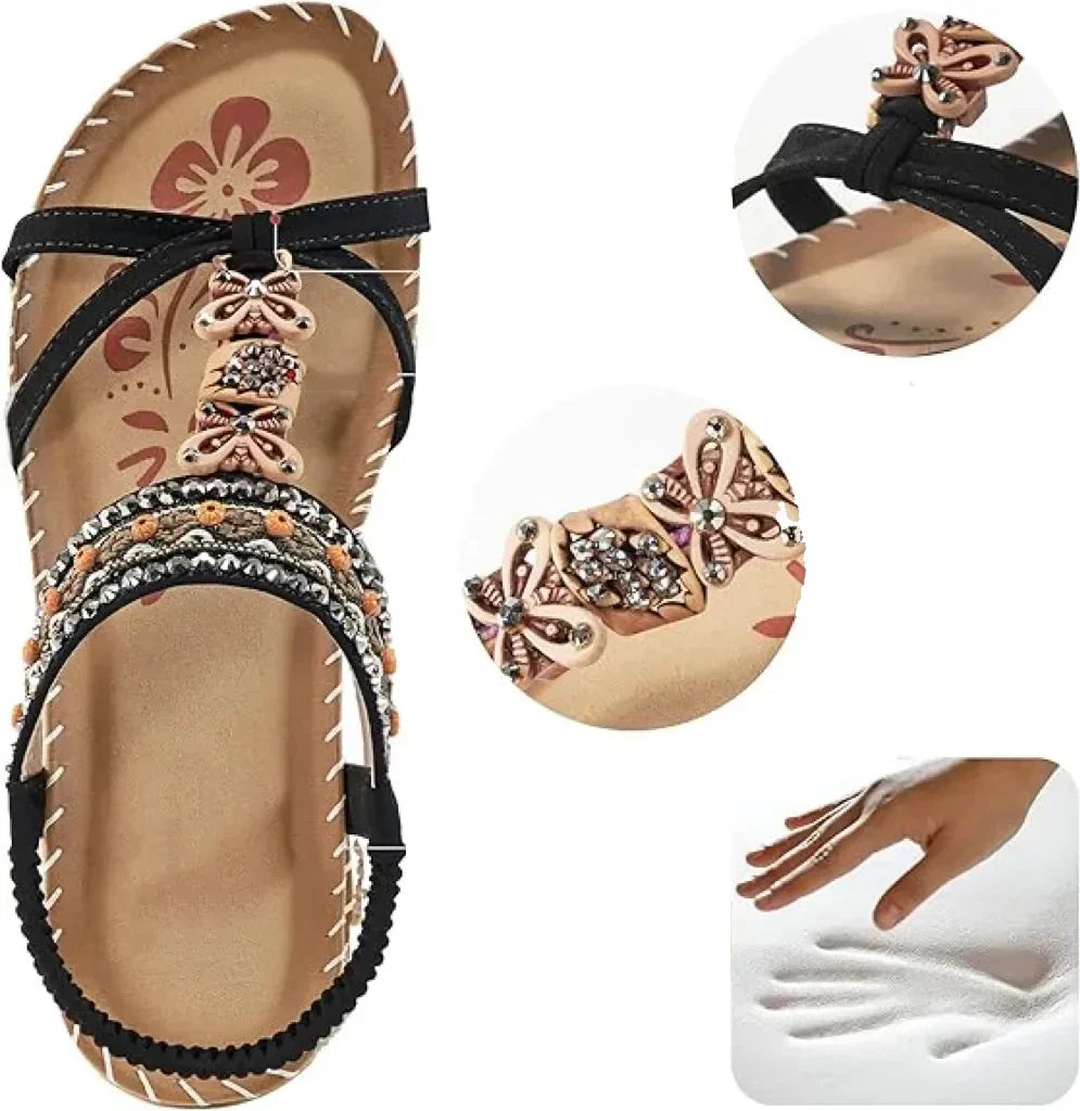 Dunja™ – Bequeme orthopädische Sandalen mit floralem Charme