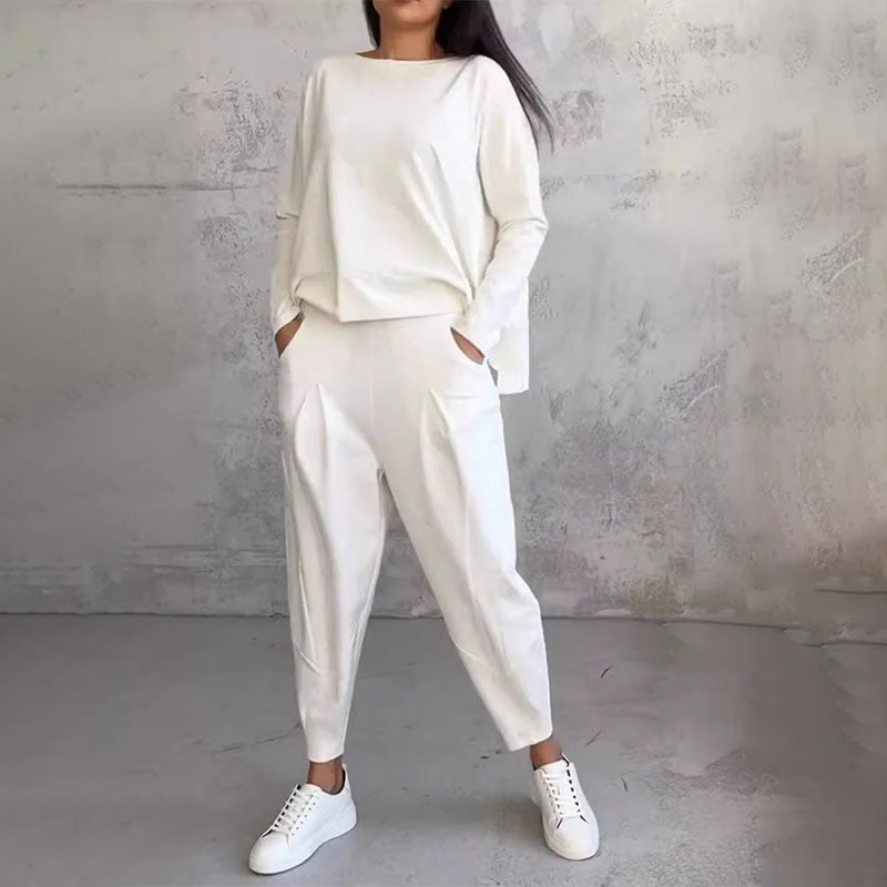 Jimena™️ - Rundhalsausschnitt Langarm-Oberteil ＆ Hose | 2-teiliges Set