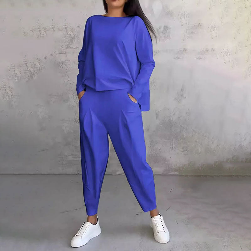 Jimena™️ - Rundhalsausschnitt Langarm-Oberteil ＆ Hose | 2-teiliges Set
