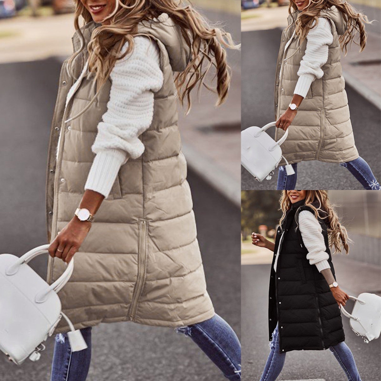 Kenia™ -  Langes Wintervest mit Kapuze