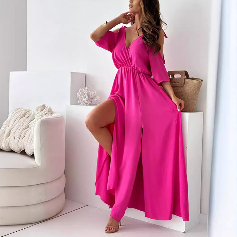 Mirella™ – Elegantes Kleid mit V-Ausschnitt und Seitenschlitz