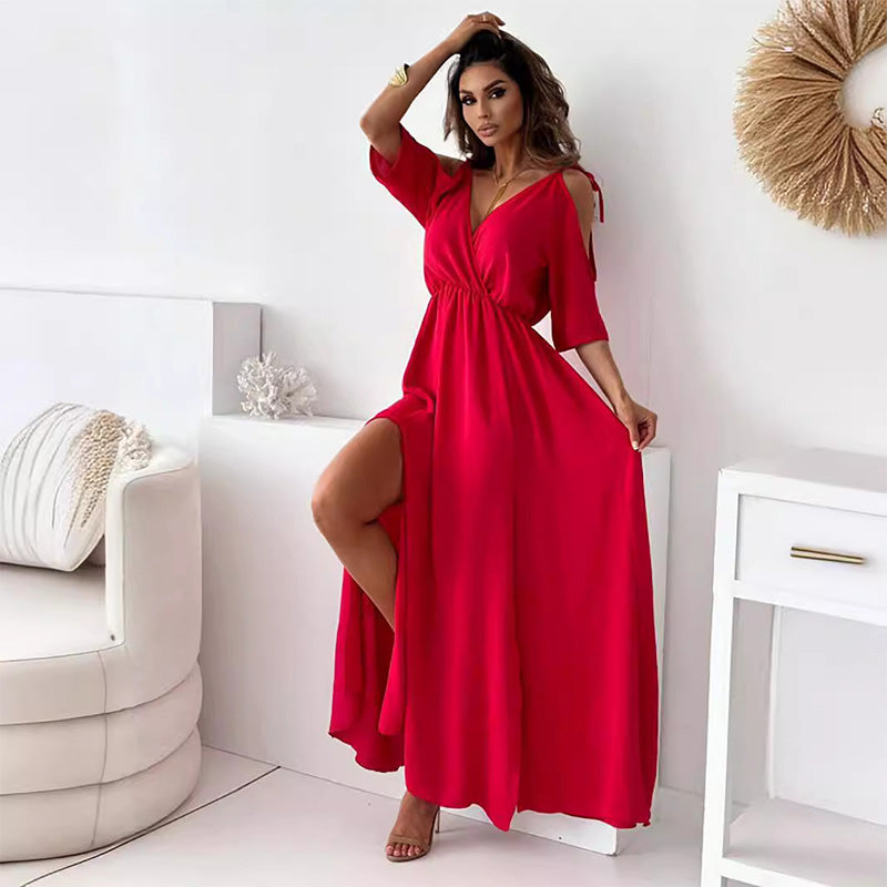 Mirella™ – Elegantes Kleid mit V-Ausschnitt und Seitenschlitz