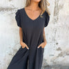 Marija™ - Schlichter Jumpsuit Mit V-Ausschnitt