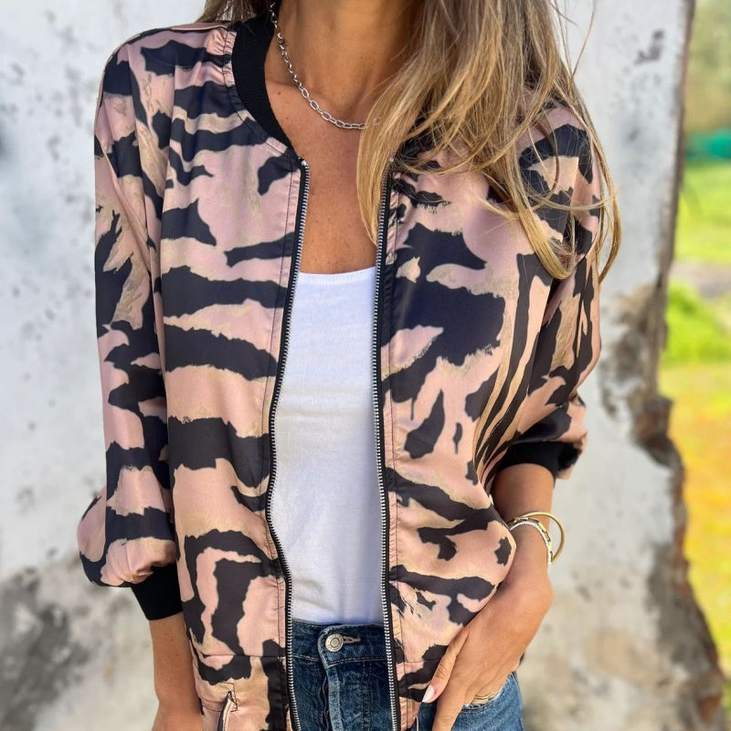 Felicitas™ - Bomberjack mit Ritzen und Zebra-Print für Damen