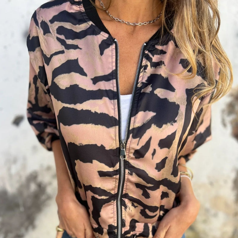 Felicitas™ - Bomberjack mit Ritzen und Zebra-Print für Damen