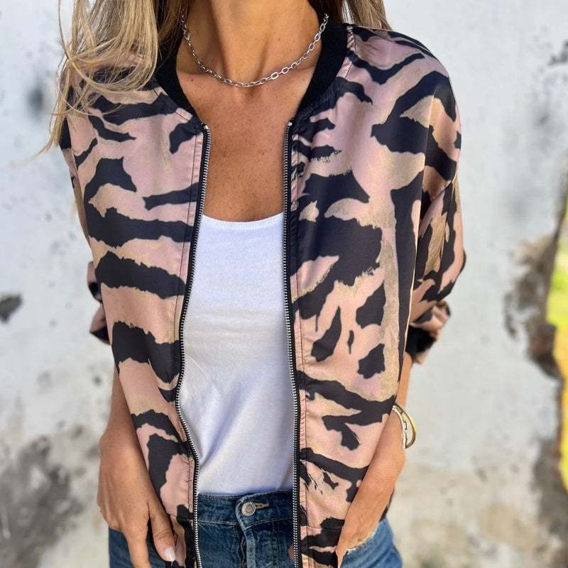 Felicitas™ - Bomberjack mit Ritzen und Zebra-Print für Damen