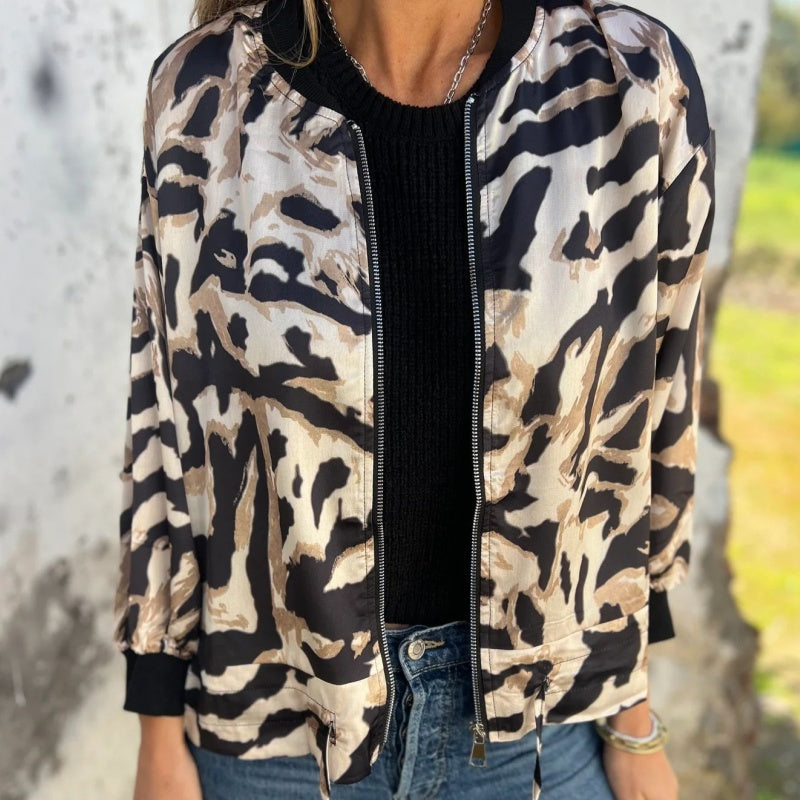 Felicitas™ - Bomberjack mit Ritzen und Zebra-Print für Damen
