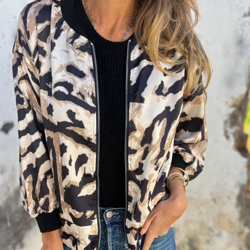 Felicitas™ - Bomberjack mit Ritzen und Zebra-Print für Damen