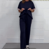 Livia™ - Kurzarm-T-Shirt mit Seitenstreifen und Jogginghose mit weitem Bein