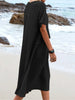 Junia™ - Baumwoll-Leinen-Midikleid mit Rundhalsausschnitt