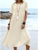 Junia™ - Baumwoll-Leinen-Midikleid mit Rundhalsausschnitt