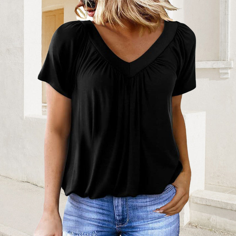 Maya™ - Damenbluse mit Falten und V-Ausschnitt